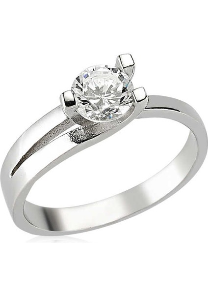 Gümüş Tek Taş Bayan Yüzük