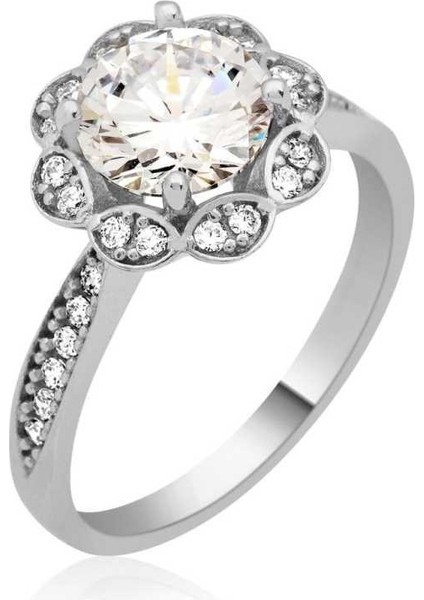 Gümüş Tek Taş Bayan Yüzük