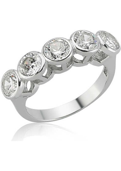 Gümüş 5 Taş Bayan Yüzük