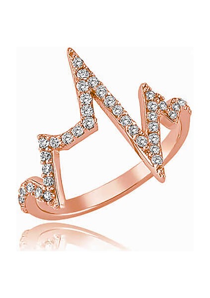 Gümüş Rose Kalp Ritmi Bayan Yüzük