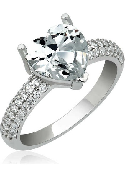 Gümüş Kalp Montür Bayan Yüzük