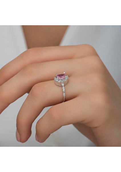 Gümüş Pembe Oval Taşlı Kadın Yüzük fırsatları