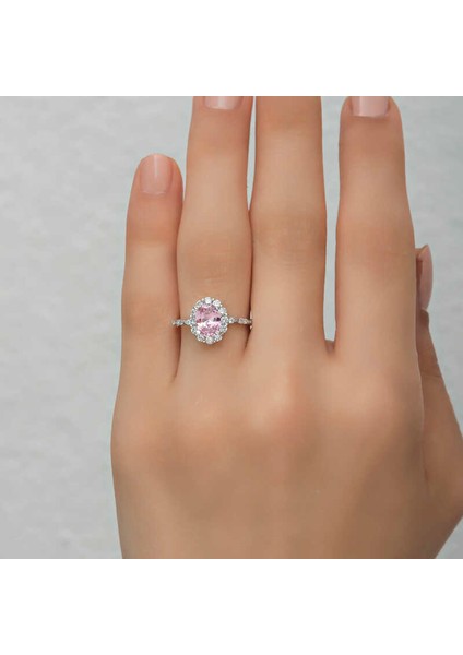 Gümüş Pembe Oval Taşlı Kadın Yüzük indirimleri