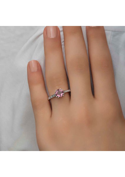Gümüş Pembe Baget Tek Taş Kadın Yüzük indirimleri