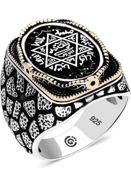 Gümüş Süleyman Mührü Oval Erkek Yüzük