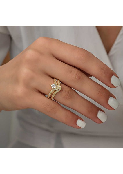 Gümüş Gold Tek Taş Kadın Yüzük indirimleri