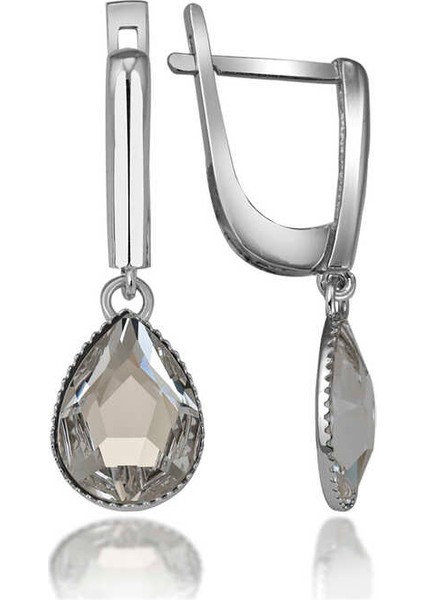 Swarovski Crystal Taşlı Gümüş Beyaz Damla Sallantılı Kadın Küpe fiyatları