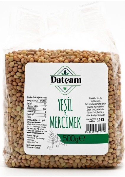 Yeşil Mercimek 500 gr
