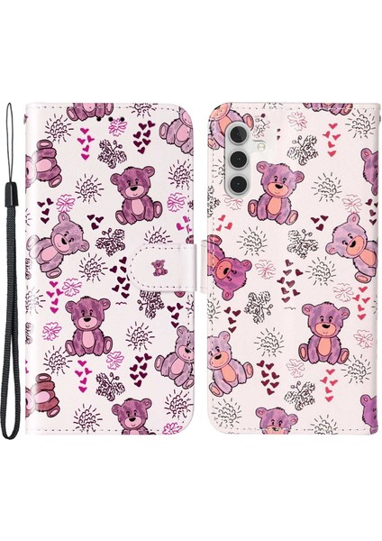 Samsung Galaxy A14 Için 5g Desen Kabartmalı Telefon Kapağı Pu Deri+Tpu Katlanabilir Stand Cüzdan Kılıfı El Kayışı (Yurt Dışından) fiyatları