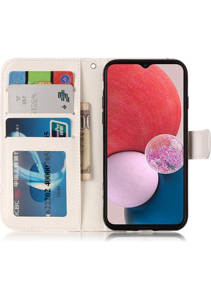 Samsung Galaxy A14 Için 5g Desen Kabartmalı Telefon Kapağı Pu Deri+Tpu Katlanabilir Stand Cüzdan Kılıfı El Kayışı (Yurt Dışından) fırsatları
