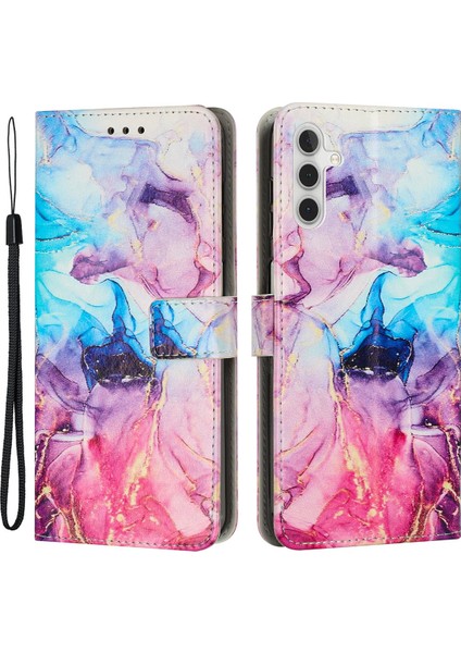 Samsung Galaxy A14 Için 5g Pu Deri Cep Telefonu Stand Cüzdan Kılıfı Manyetik Toka Mermer Desen Baskı Strap Ile Damla Geçirmez Kapak (Yurt Dışından) fiyatları