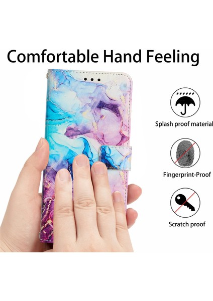 Samsung Galaxy A14 Için 5g Pu Deri Cep Telefonu Stand Cüzdan Kılıfı Manyetik Toka Mermer Desen Baskı Strap Ile Damla Geçirmez Kapak (Yurt Dışından) modelleri