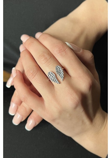 Kadın 925 Ayar Gümüş Melek Kanadı Yüzük