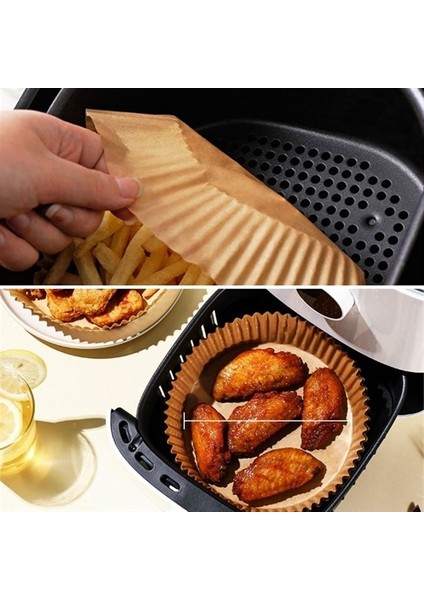 50 Adet Air Fryer Pişirme Kağıdı Tek Kullanımlık Hava Fritöz Yağ Geçirmez Yapışmaz Tabak Model