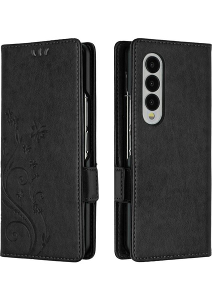 Samsung Galaxy Z Fold4 Için 5g Pu Deri Cüzdan Kılıfı Çiçek Kelebekleri Manyetik Kapatma Kitabı Stand Folio Telefon Kapağı (Yurt Dışından)