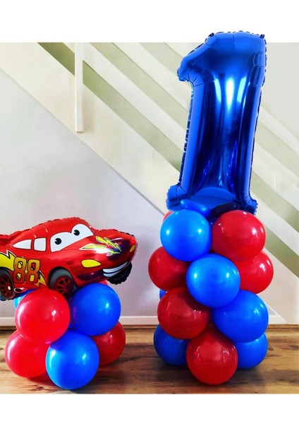 Araba Temalı Rakam Balonlu Set Balon Seti Yaş 1