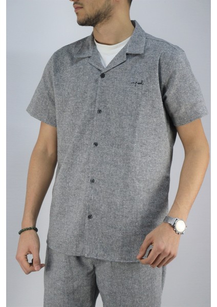 Inpool Erkek Yazlık Slim Fit Pamuk Keten Gömlek