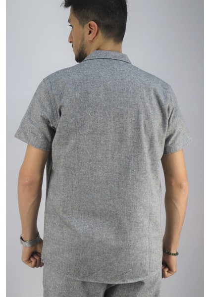 Inpool Erkek Yazlık Slim Fit Pamuk Keten Gömlek