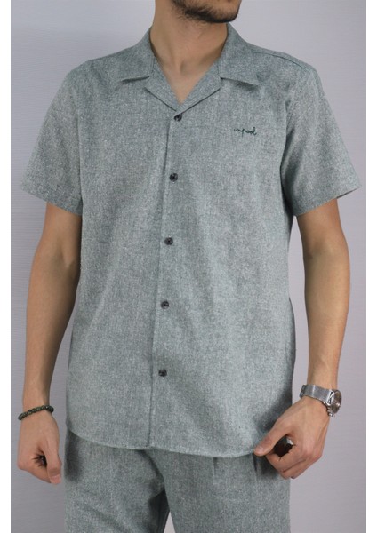 Inpool Erkek Yazlık Slim Fit Pamuk Keten Gömlek
