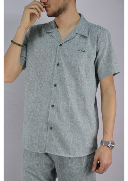 Inpool Erkek Yazlık Slim Fit Pamuk Keten Gömlek