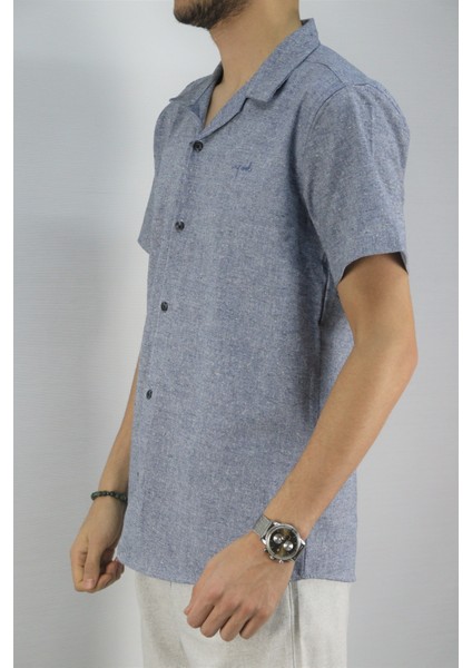 Inpool Erkek Yazlık Slim Fit Pamuk Keten Gömlek