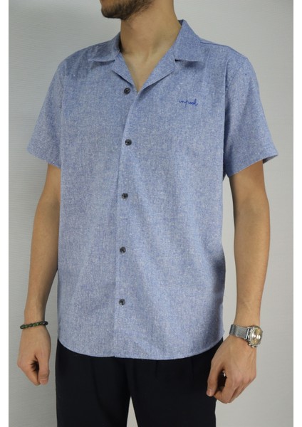 Inpool Erkek Yazlık Slim Fit Pamuk Keten Gömlek