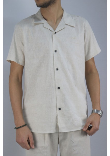Inpool Erkek Yazlık Slim Fit Pamuk Keten Gömlek