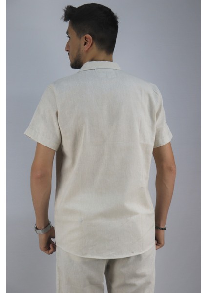 Inpool Erkek Yazlık Slim Fit Pamuk Keten Gömlek