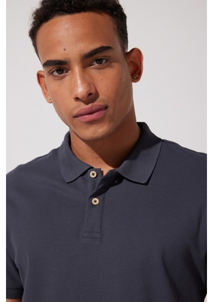 Regular Fit Normal Kesim %100 Pamuk Polo Yaka Antrasit Tişört modelleri