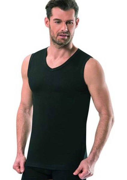 Tutku Ribana Spor V Yaka Erkek Fanila 401 | Siyah