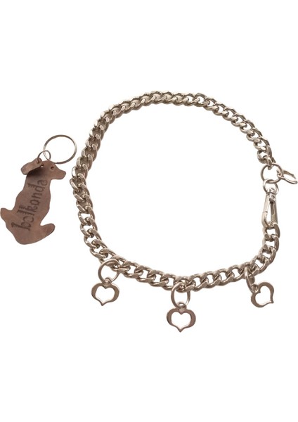 Köpek kolyesi zincir metalik kalp figürlü boyun ölçüsü:30-50cm ayarlamalı dog collar K1-2L
