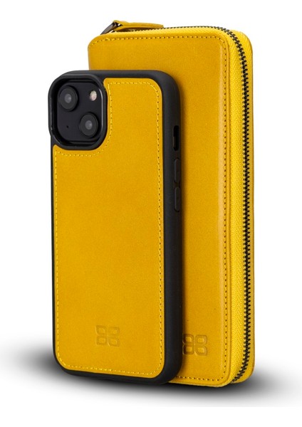 Apple iPhone 14 Uyumlu Deri Zip Kılıf F10