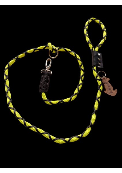 Köpek gezdirme ve boyun tasmalı takım halat suni deri yeşil siyah kalınlık:8mm gezdirme kayışı:120-160cm tasma: standart ayarlanabilir dog leash TB5-2