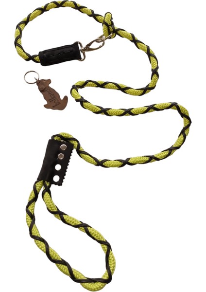 Köpek gezdirme ve boyun tasmalı takım halat suni deri yeşil siyah kalınlık:8mm gezdirme kayışı:120-160cm tasma: standart ayarlanabilir dog leash TB5-2