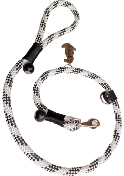 Köpek gezdirme kayışı boyun tasmalı kalın metal kancalı siyah beyaz halat kalınlık:14mm uzunluk:120cm dog leash TB2-16