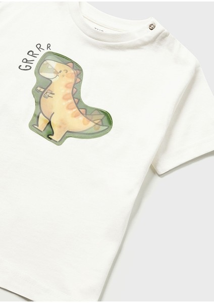 Erkek Bebek Baskılı T-Shirt Beyaz 1028