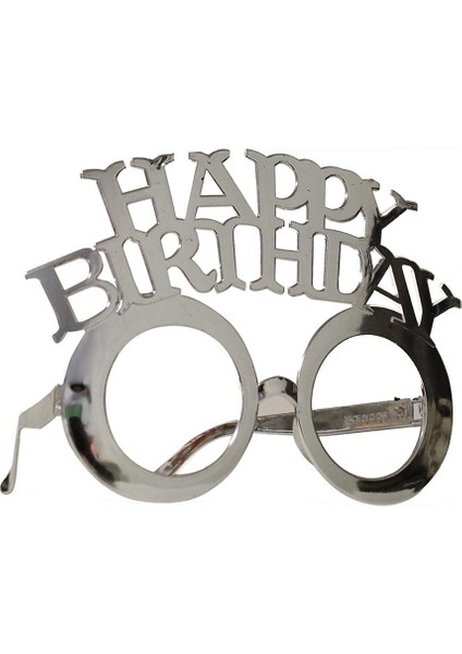 Happy Birthday Yazılı Doğum Günü Partisi Gözlüğü Gümüş fiyatları
