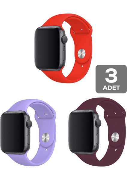 Apple Watch 3 4 5 6 7 8 Se 38 40 41MM Kordon Kayış 3 Adet Set Bileklik Klasik Silikon