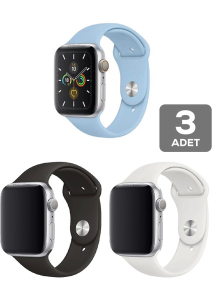Apple Watch 3 4 5 6 7 8 Se 42 44 45MM Kordon Kayış 3 Adet Set Bileklik Klasik Silikon