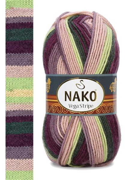 5 Adet Vega Stripe Premium Akrilik El Örgü Ipi Yünü No: 82414 fırsatları