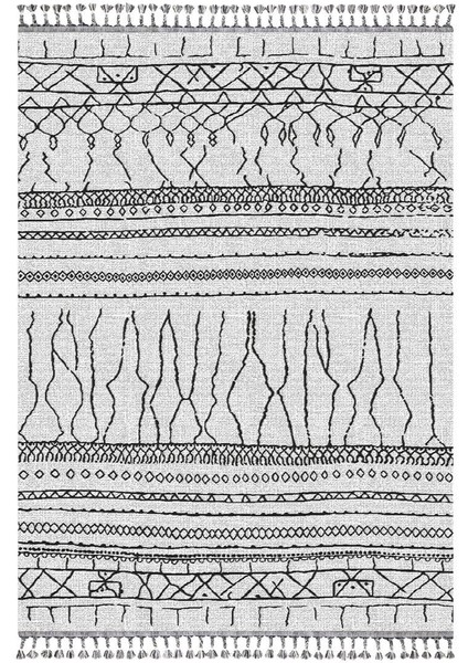 Ipek Mekik Halı Meryland Siyah Beyaz Iskandinav Kilim