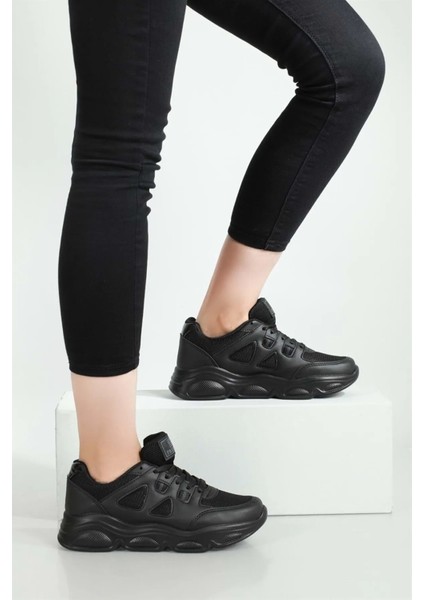 Ortopedik Kalın Taban Düz Renk Bayan Sneakers Spor Ayakkabı