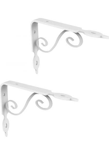 2 Adet Ferforje 12 x 15 cm Dekoratif Raf Altı Ayağı Konsol Beyaz