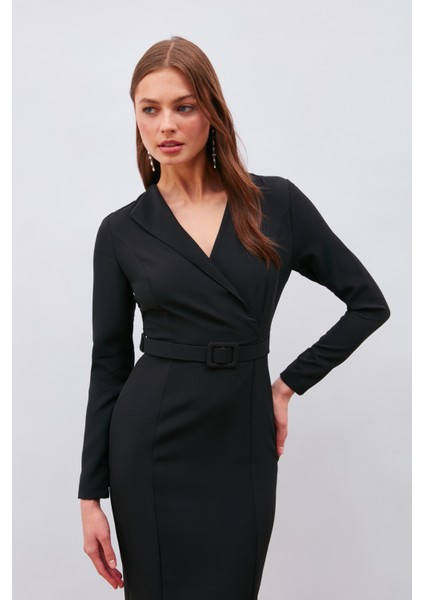 Kemerli Kalem Elbise - Siyah fiyatları