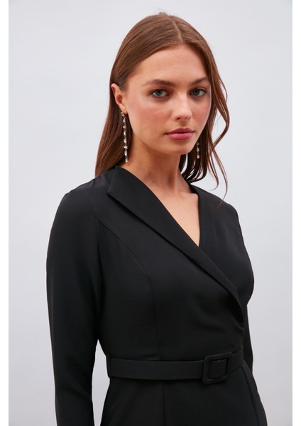 Kemerli Kalem Elbise - Siyah indirimleri