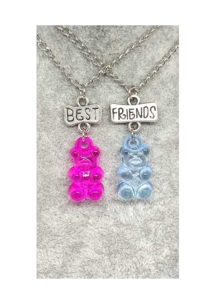 Jelibon Ayıcıklar Arkadaşlık Bff Best Friends Kolyesi Zincirli 4. Çocuk Genç Kolye.