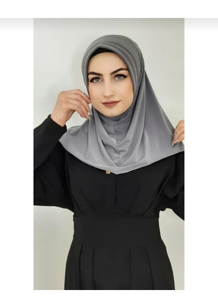 Takmatik Hazır Eşarp Hijap Gri