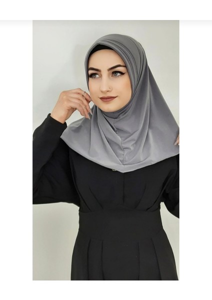 Takmatik Hazır Eşarp Hijap Gri