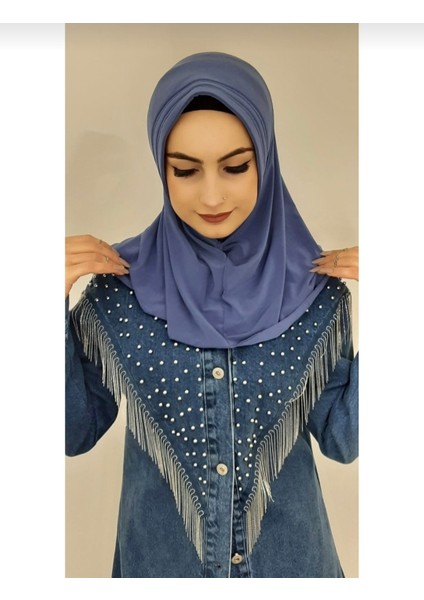 Takmatik Hazır Eşarp Hijap Indigo