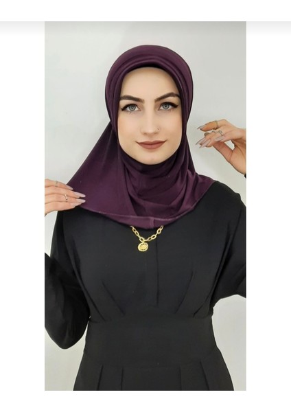 Takmatik Hazır Eşarp Hijap Mürdüm